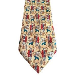 Vintage Lands End Tie Silk Blue Brown Fly Fishing USA Flies Trout Grandpa